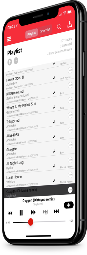 Trackhunter screenshot on iPhone